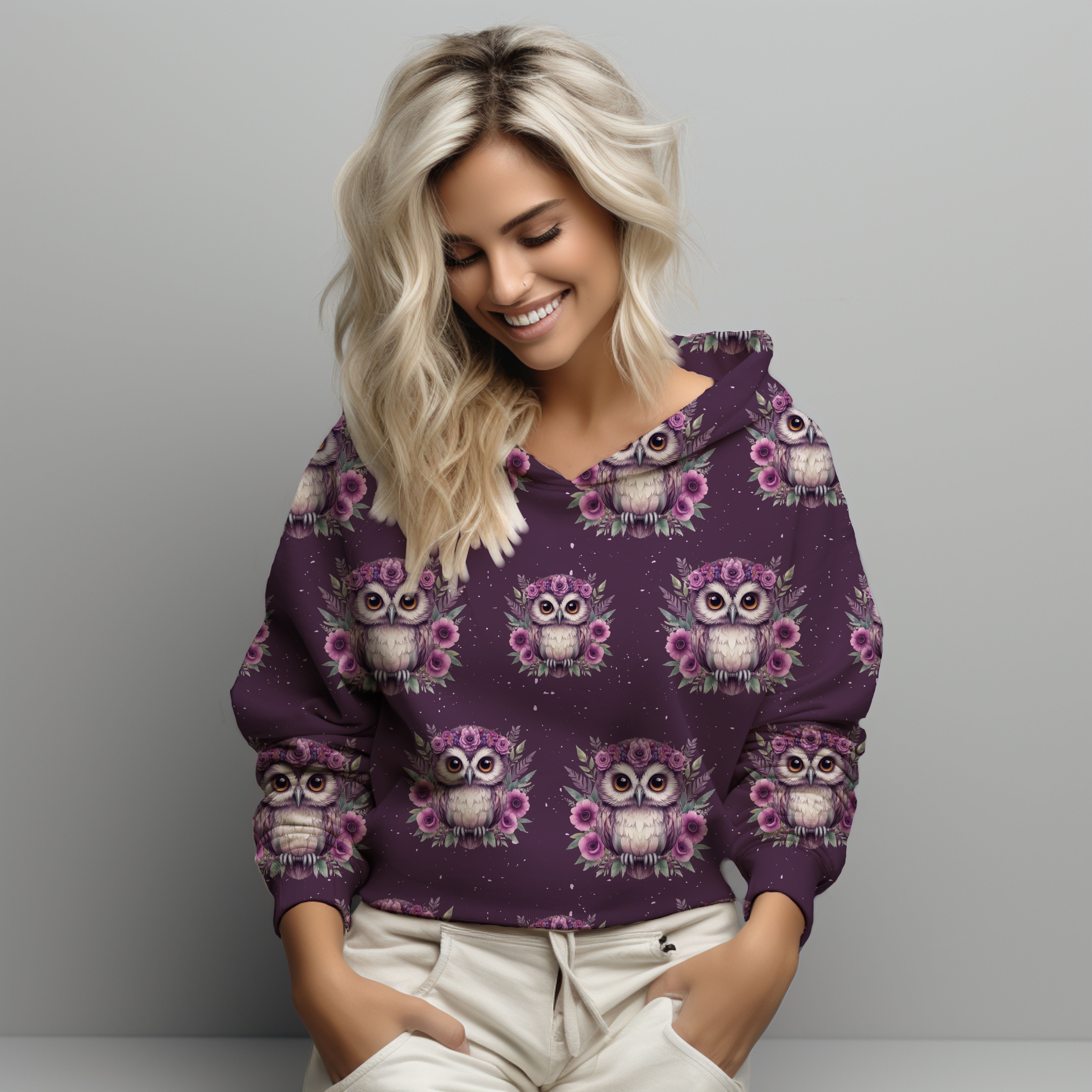 Lila Blumen Eule Dauervorbestellung